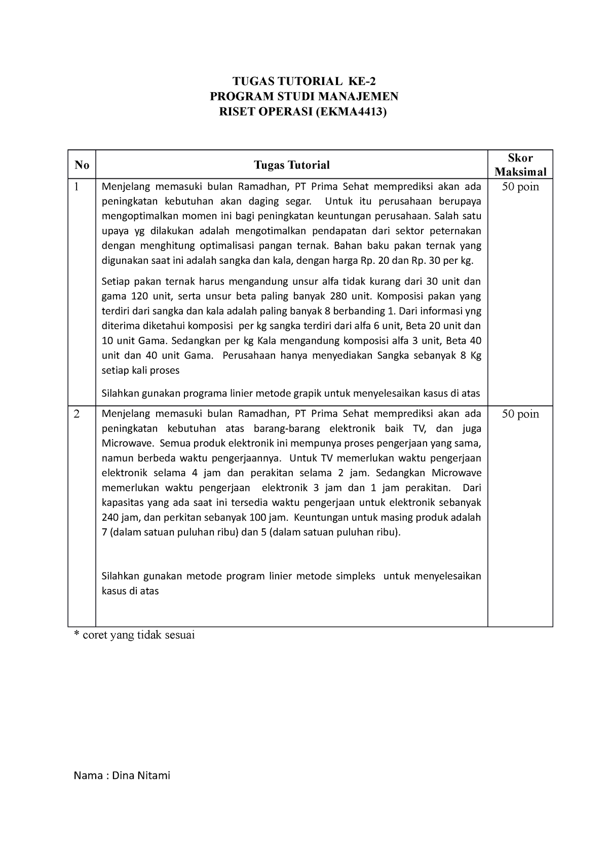 Tugas Tutorial 2 Riset Operasi - TUGAS TUTORIAL KE- 2 PROGRAM STUDI ...