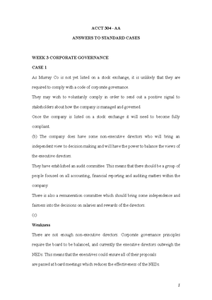AA Cases - STANDARD CASES ACCT 304 - AA WEEK 2 Case 2 Audit Principles ...