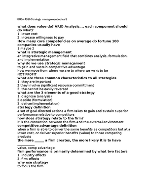 BUSA 4980 Strategic management notes 9 - BUSA 4980 Strategic management ...