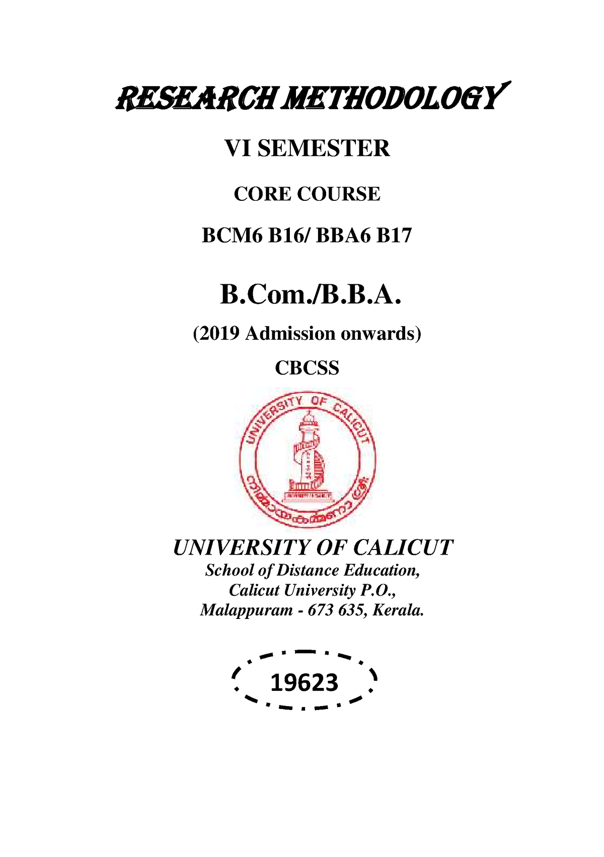 SLM- B Com, BBA-Research Methodology 0-1 - Research Methodology VI ...