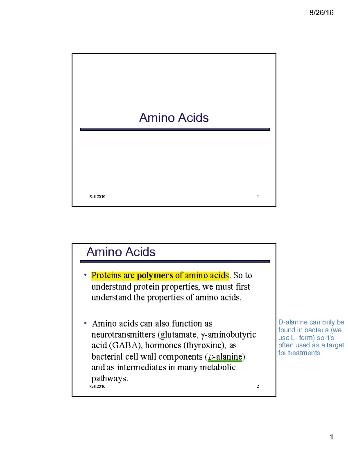 Biochemistry I Section 2 amino acids 16 - Warning: Popup annotation has ...