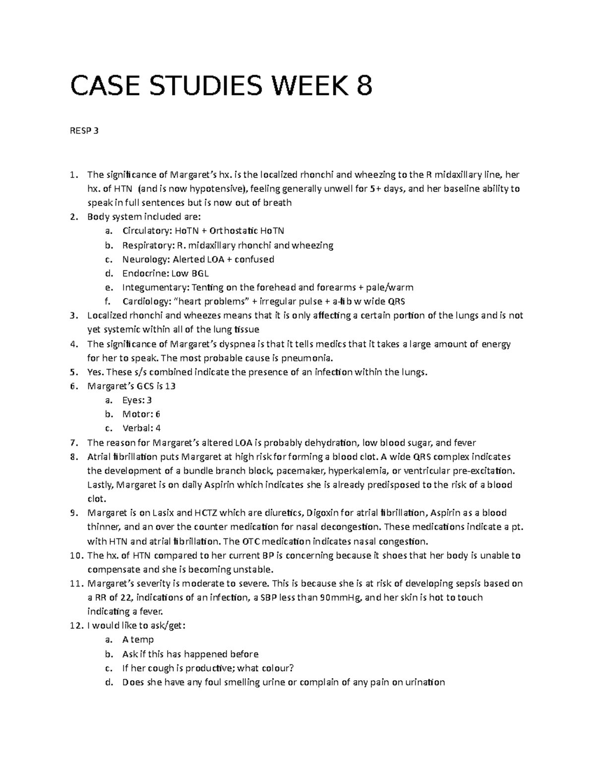CASE Studies WEEK 8 - ASSIGNMENT - CASE STUDIES WEEK 8 RESP 3 The ...