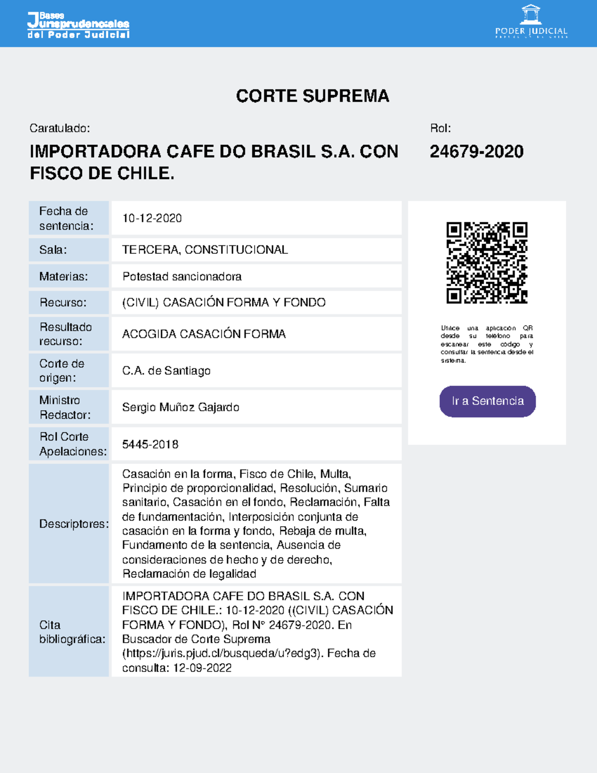 CS 24679-2020 - sentencia CS relativa a principio de proporcionalidad