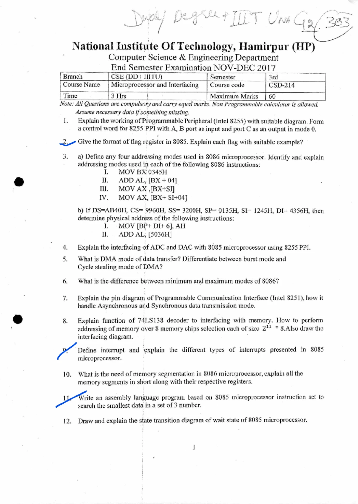 2017-Dec ECD-311 24 - exam paper - I Roll No • National Institute of ...