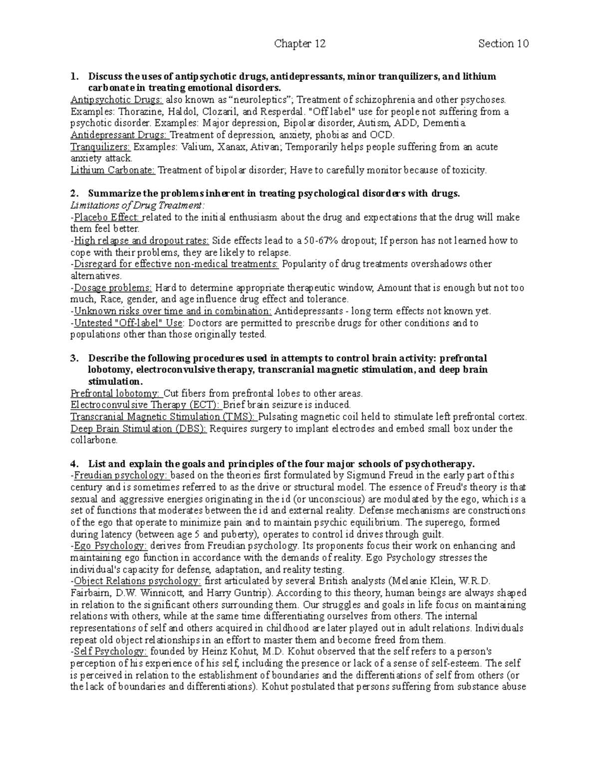 PSY 202 ch12 - Lecture notes CH 12 - Chapter 12 Section 10 1. Discuss ...