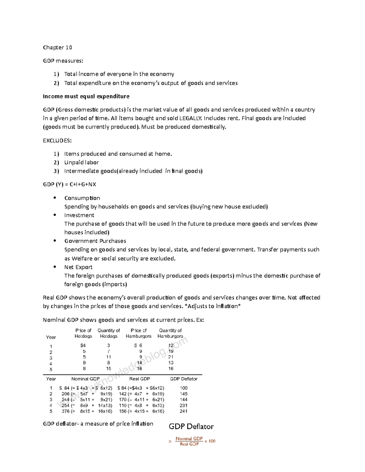 Econ Final Review - Chapter 10 GDP measures: Total income of everyone ...
