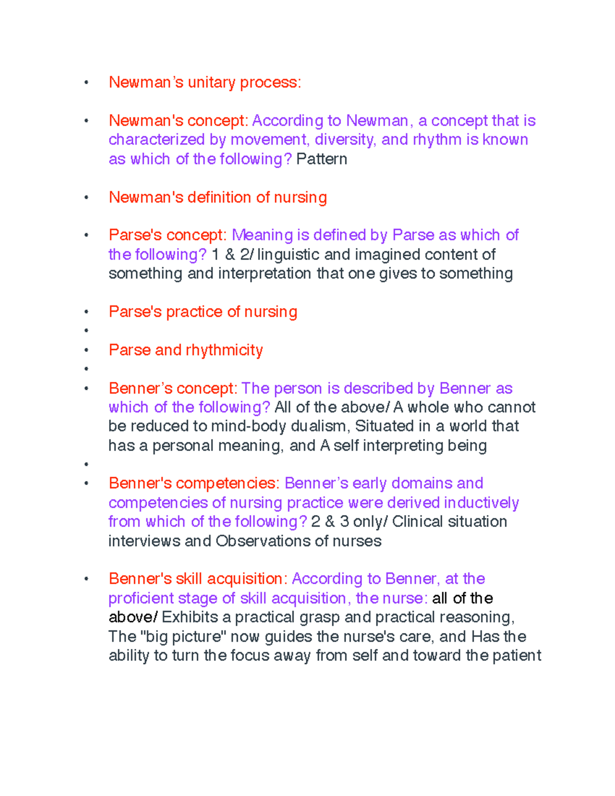 Theory Test 4 Newmans Unitary Process Newmans Concept According