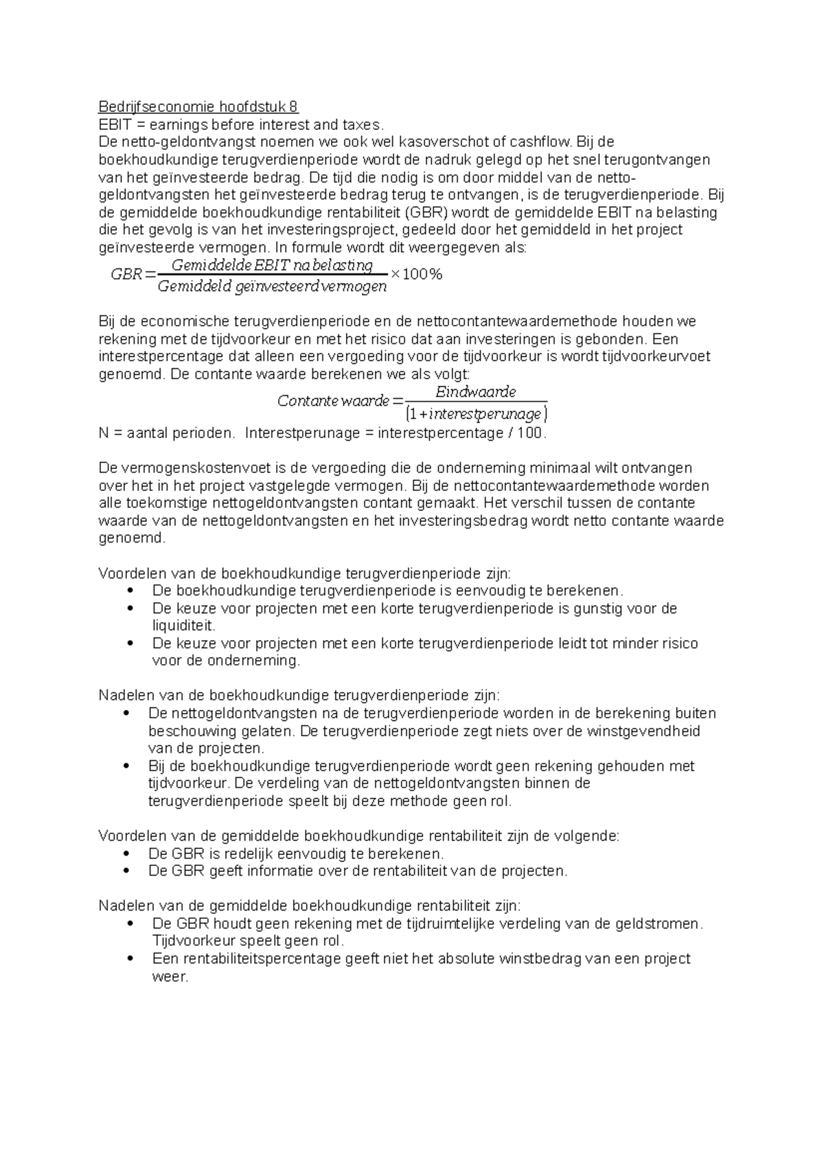 Samenvatting Bedrijfseconomie Voor Het Besturen Van Organisaties ...