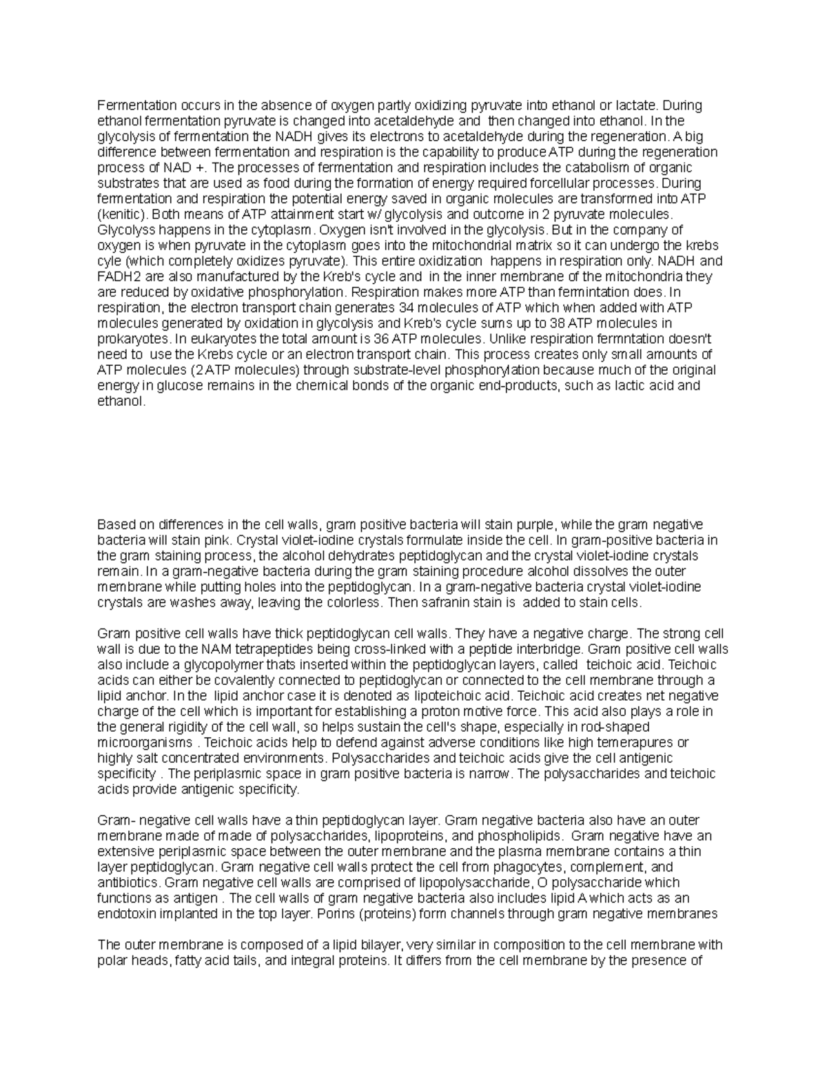 Exam 2 microbio essays - Fermentation occurs in the absence of oxygen ...