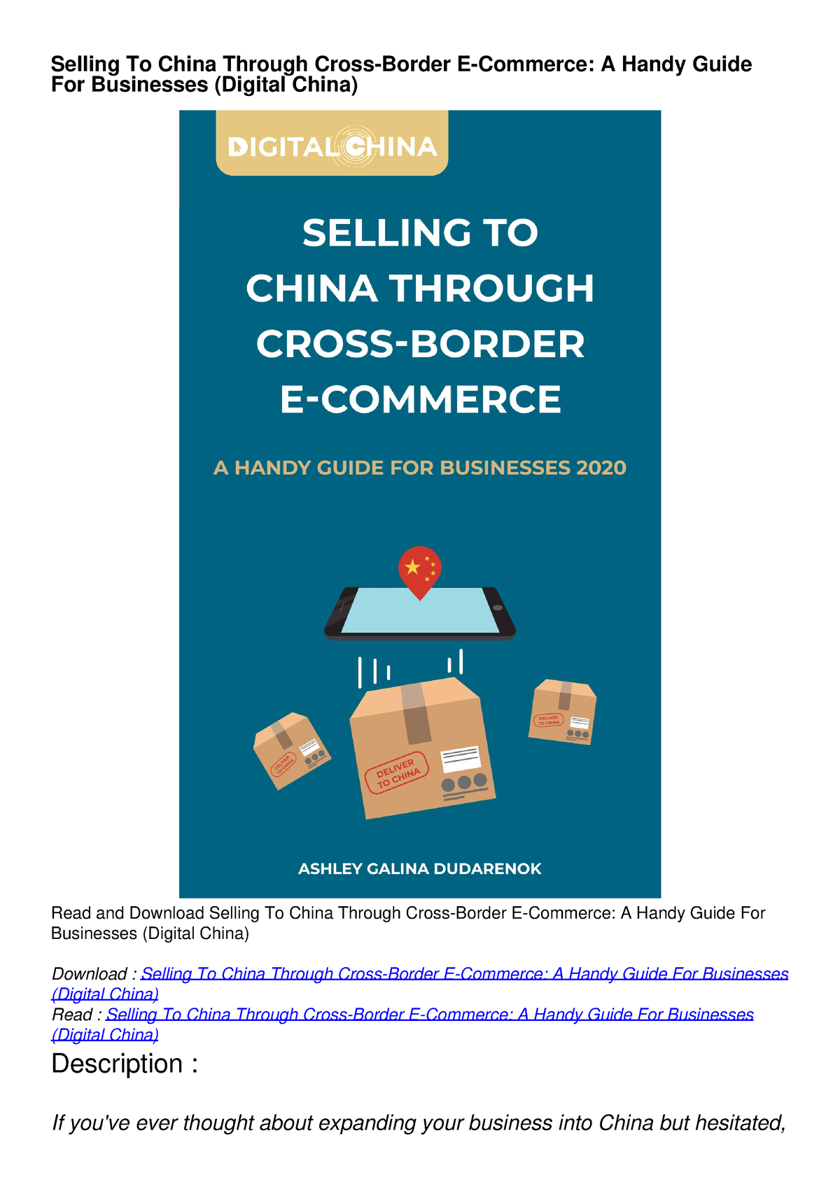 China Cross-Border E-Commerce Guide