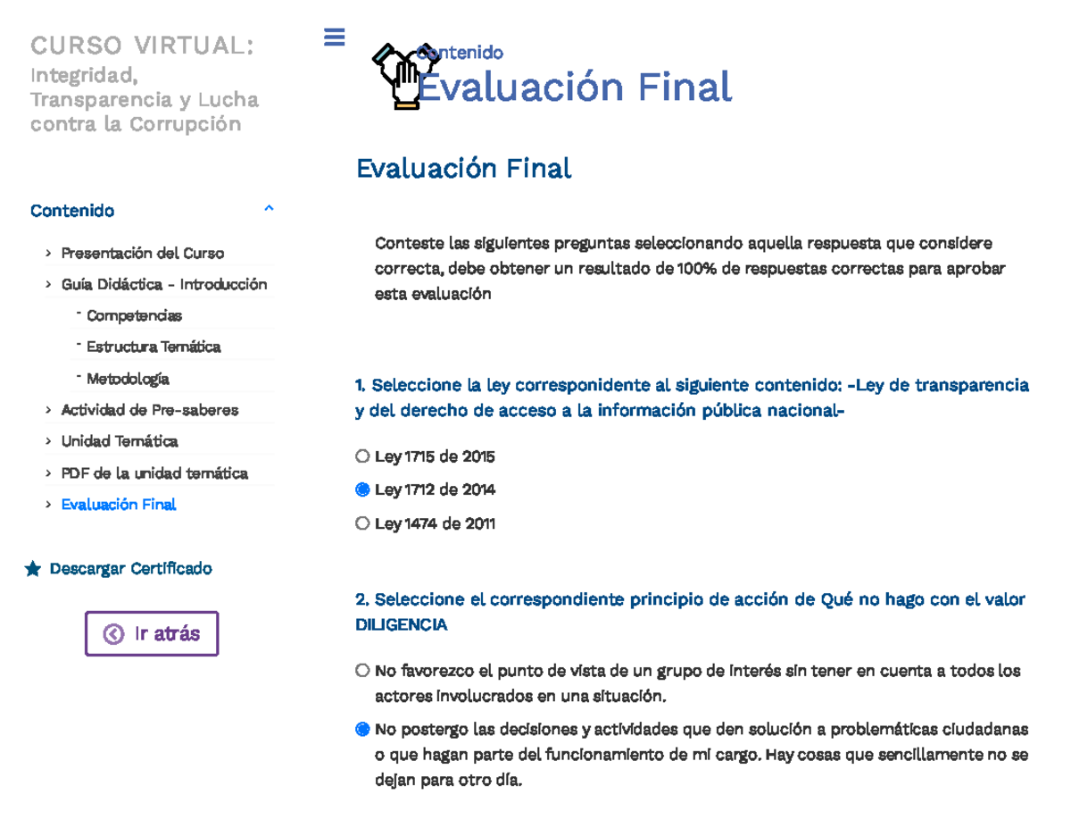 Integridad Transparencia Y Lucha Contra La Corrupción Evaluación