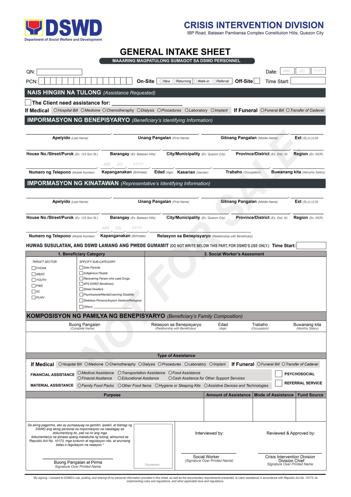 Intake Sheet Deped Form Fill Out And Sign Printable P 5020