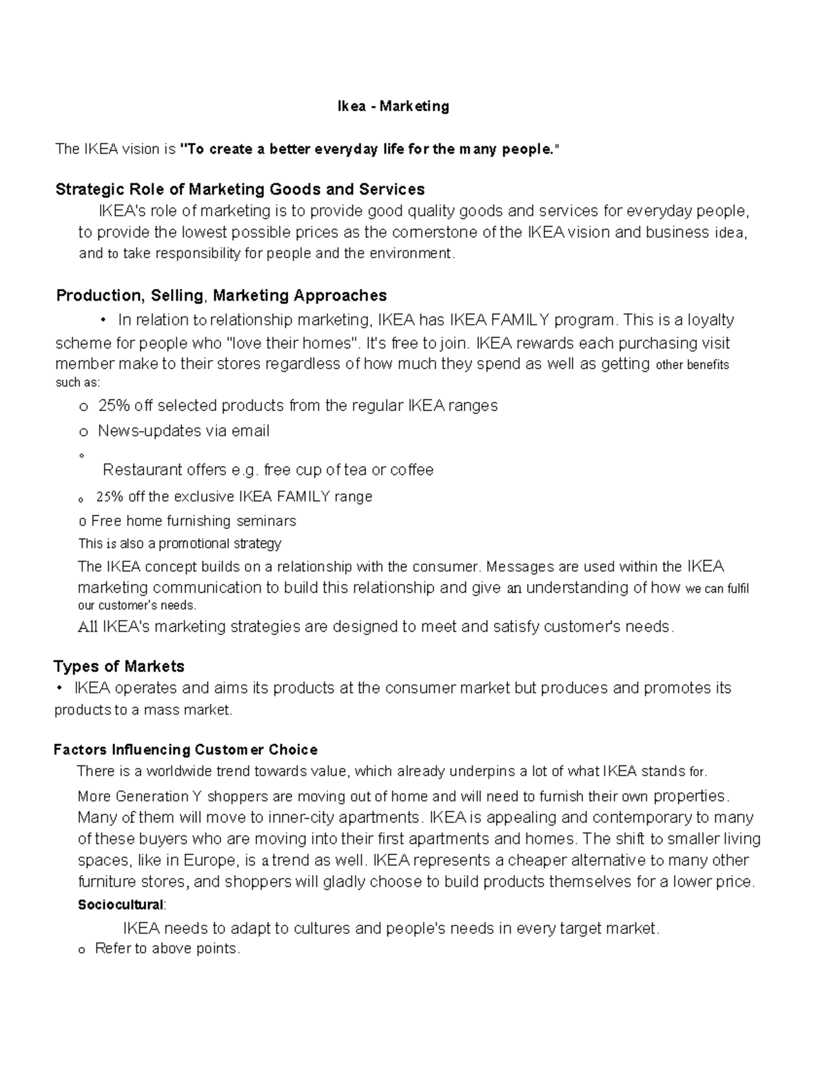 Marketing Ikea Case Study - Ikea - Marketing The IKEA vision is "To ...