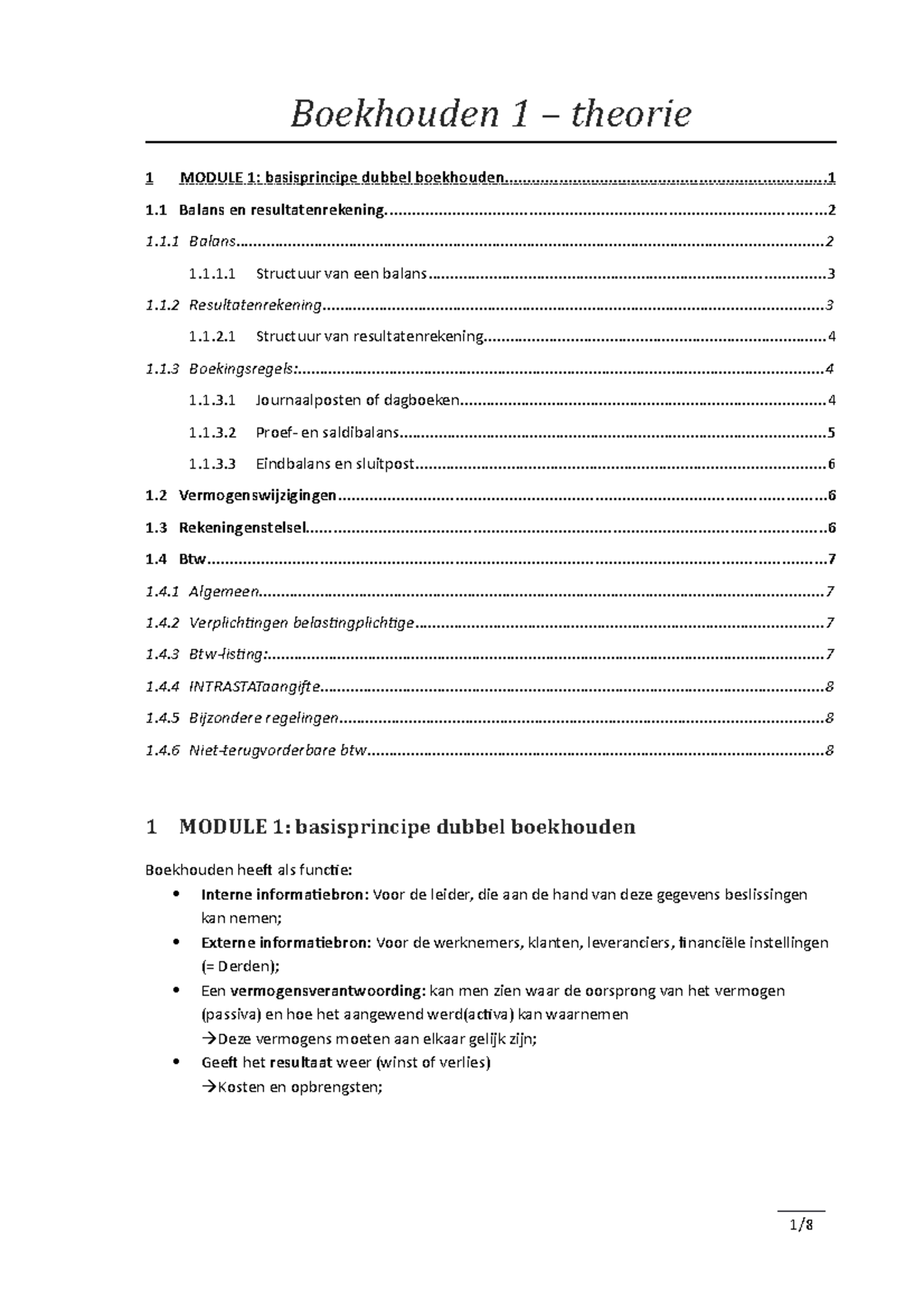 Boekhouden 1 - Module 1 - Basisprincipe Dubbel Boekhouden - Boekhouden ...