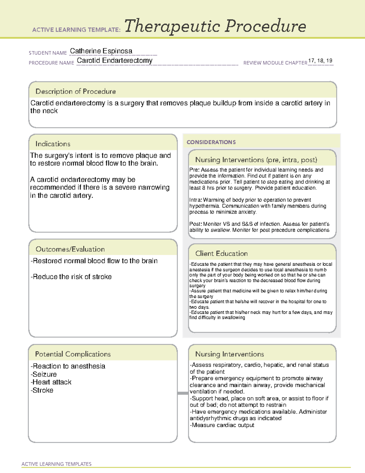 Carotid Endarterectomy Therapeutic Procedure ACTIVE LEARNING 