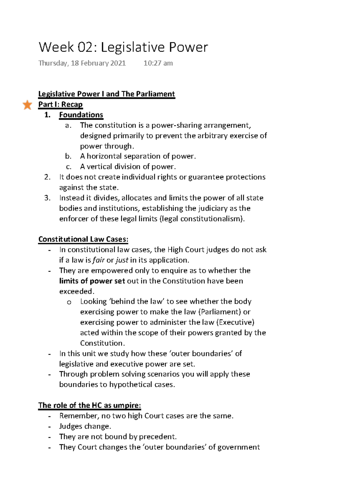 legislative power essay