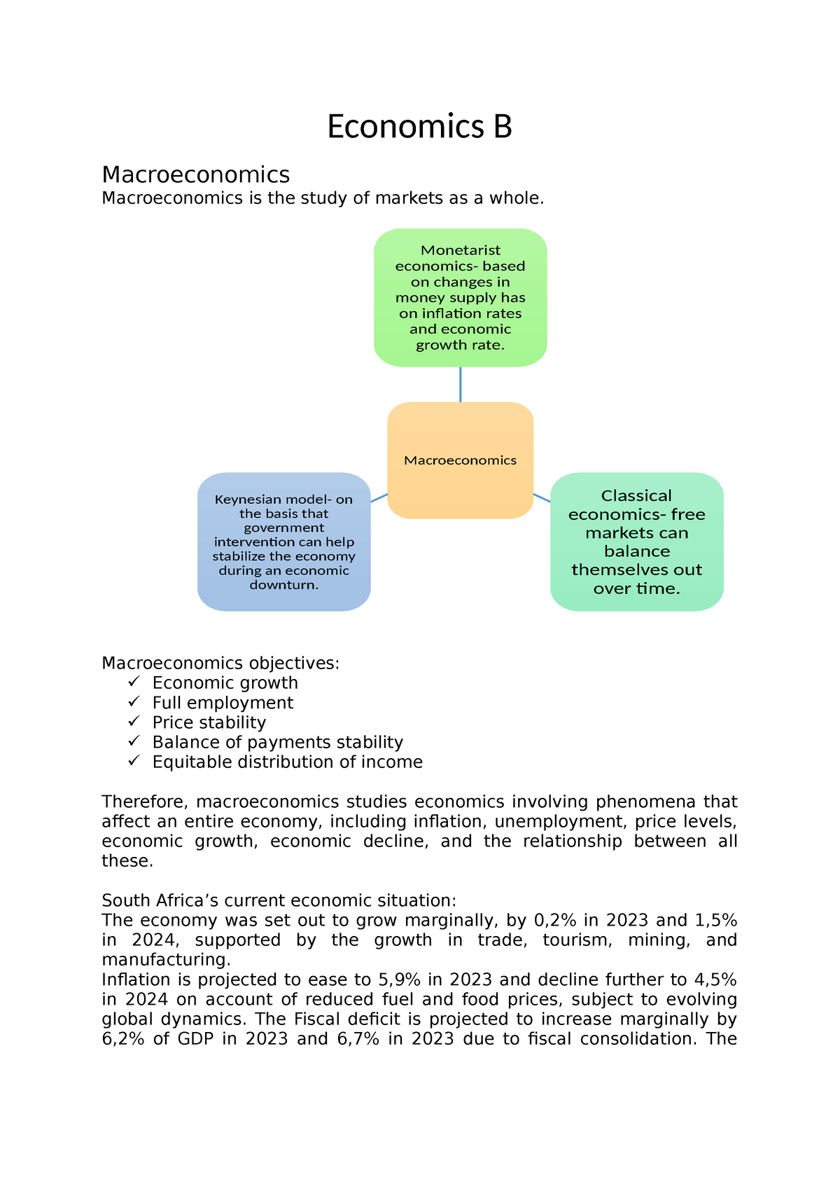 Economics B Notes - Economics B Macroeconomics Macroeconomics Is The ...