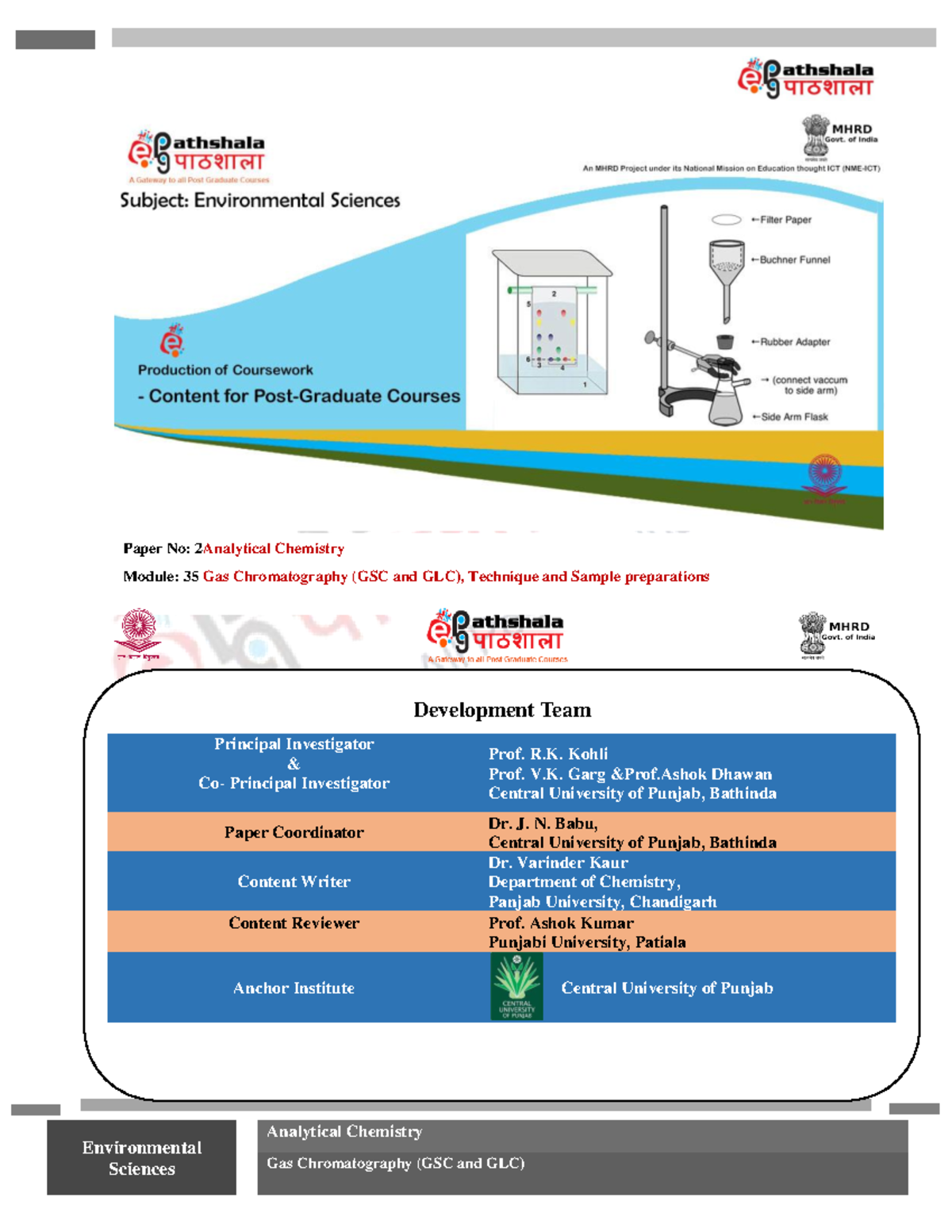 GAS Chromatography 1 Environmental Analytical Chemistry Gas