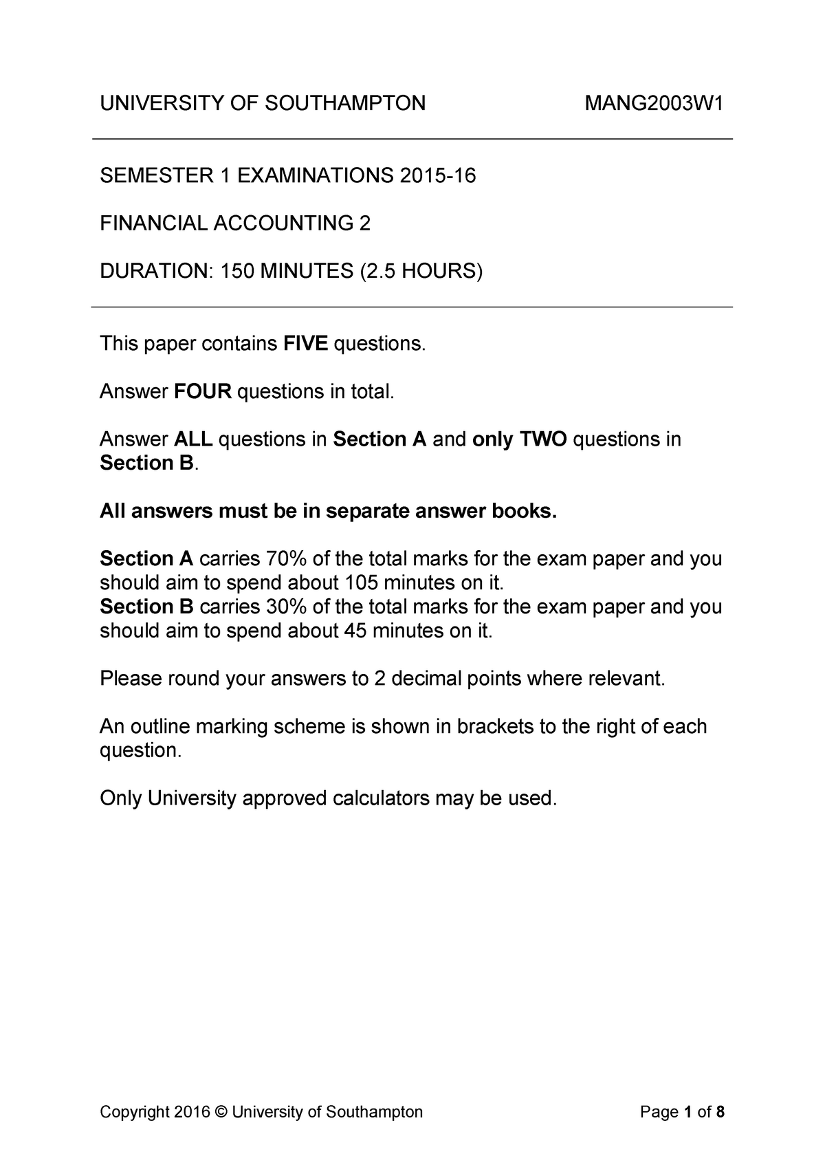 financial accounting exam questions and answers