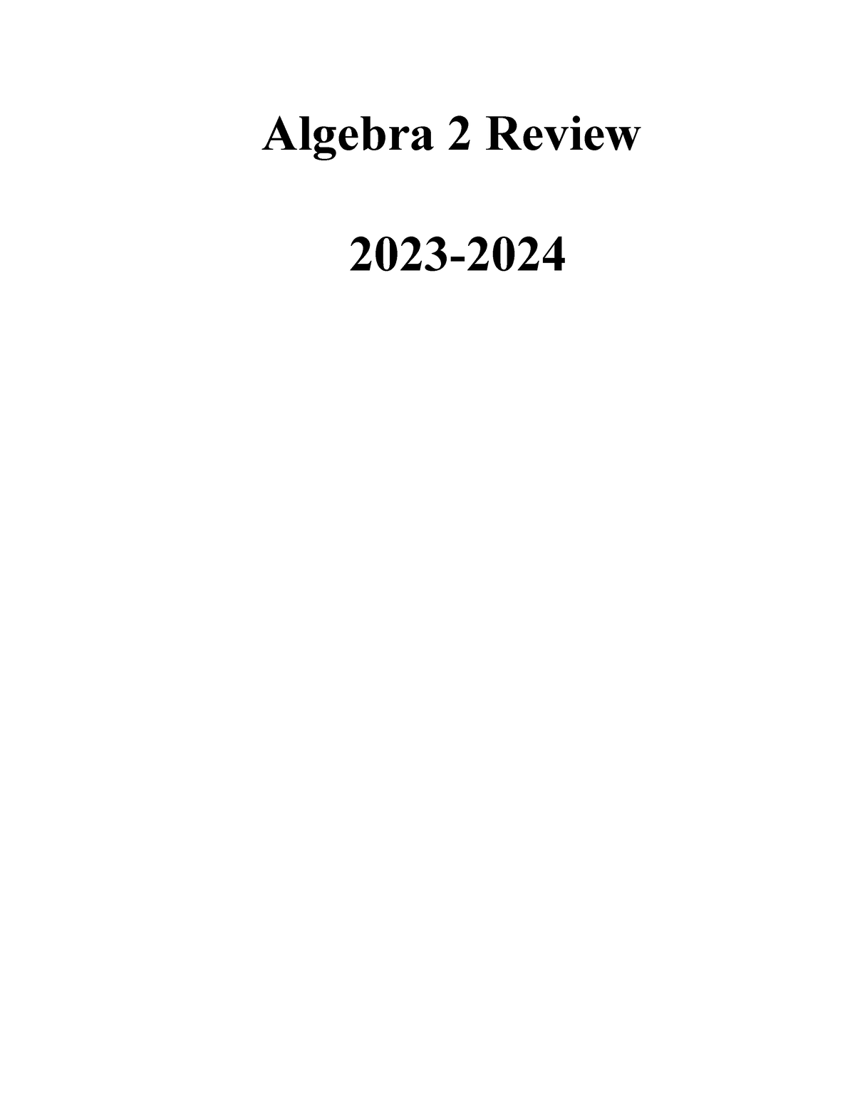 Algebra 2 Review - Algebra 2 Review 2023- Following Are The Skills ...