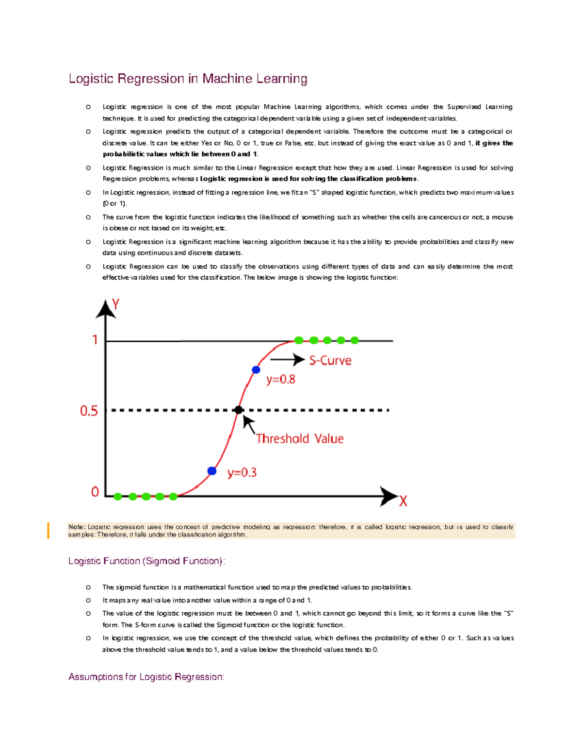 Logistic Regression in Machine Learning - It is used for predicting the ...