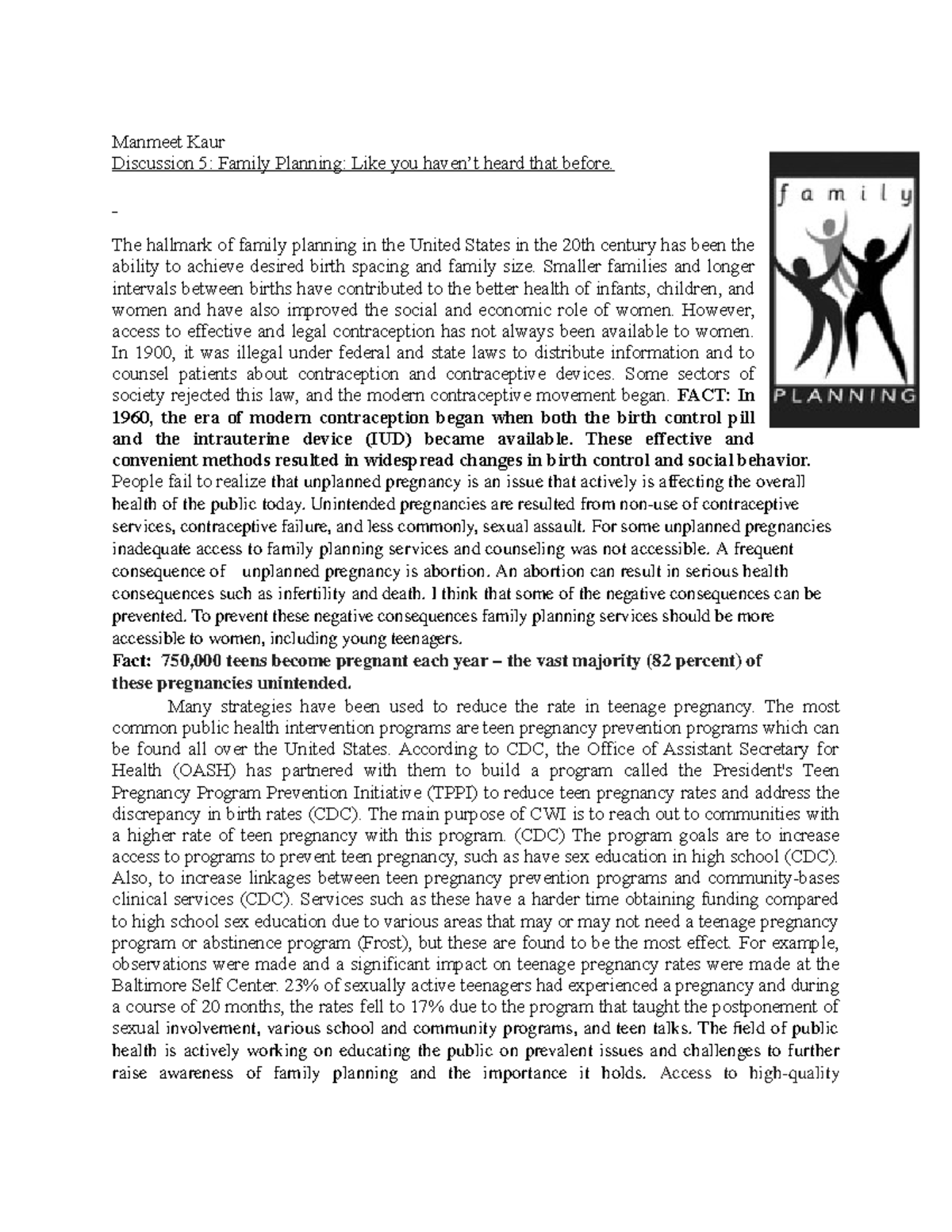 PH Discussion 5 Family Planning Like you haven’t heard that before