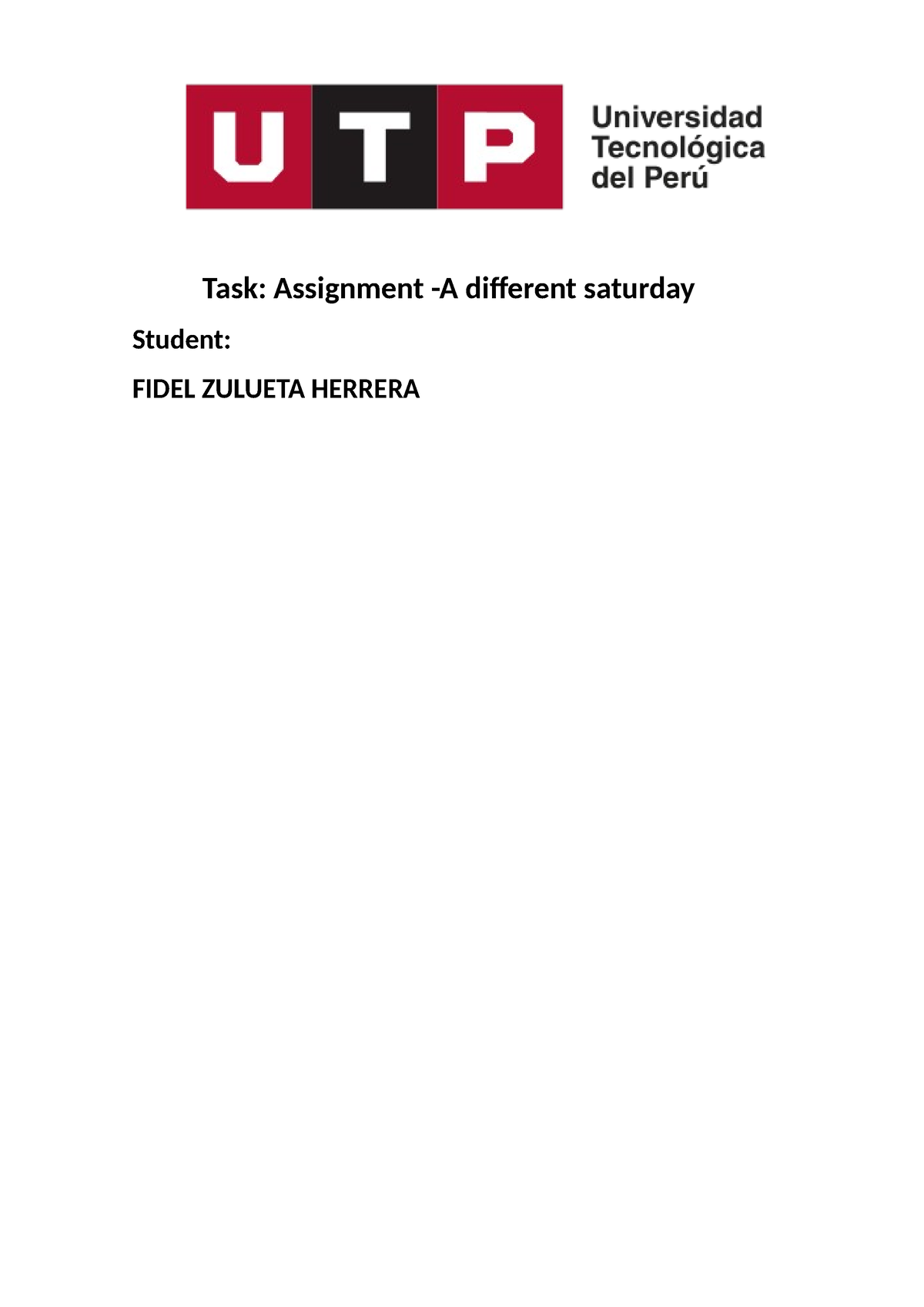 Task - xd_mateeria - Task: Assignment -A different saturday Student ...