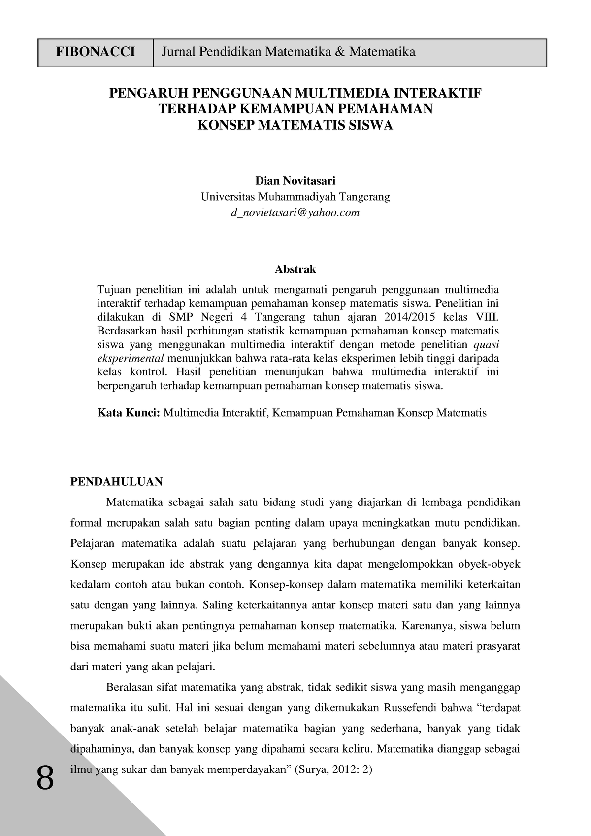 Jurnal Matematika - FIBONACCI Jurnal Pendidikan Matematika & Matematika ...