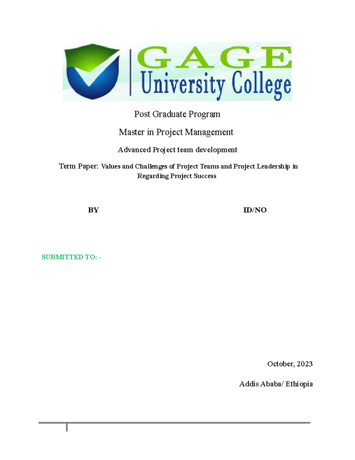 Advance Project Team Development - Post Graduate Program Master in ...