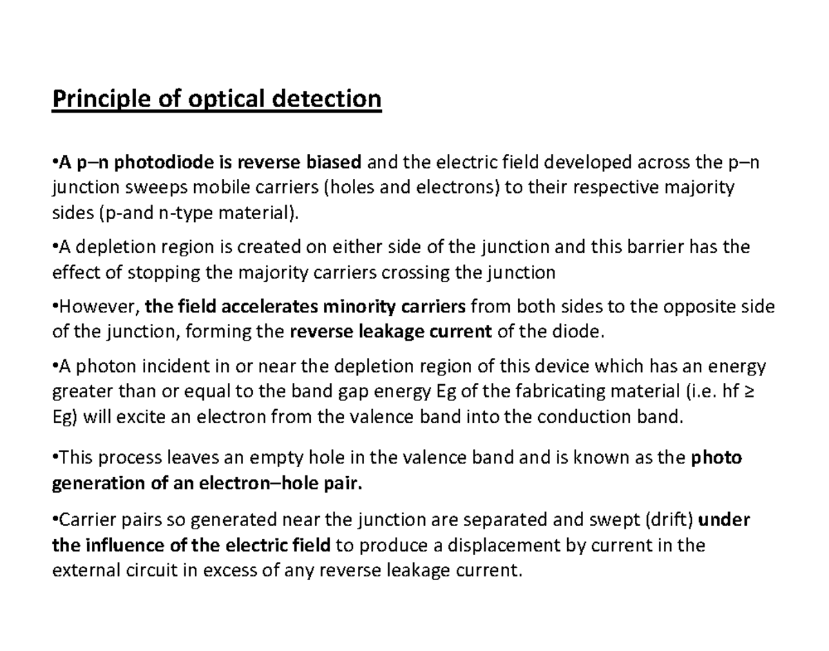 Principle OF Optical Detection Principle of optical detection A pn