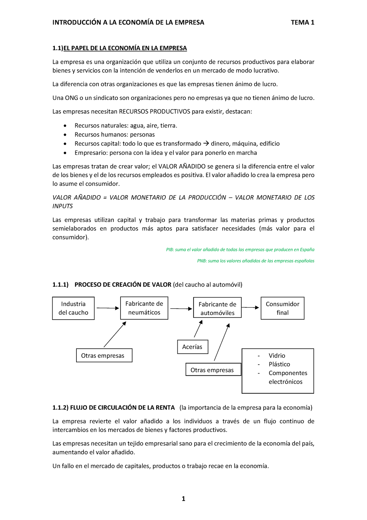 TEMA 1-EL Papel DE LA Economía EN LA Empresa - 1) EL PAPEL DE LA ...