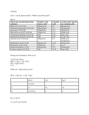 CHEM Lab 13 sd report revised - 4/12/ Lab 13: Drop some acid. Drop some ...