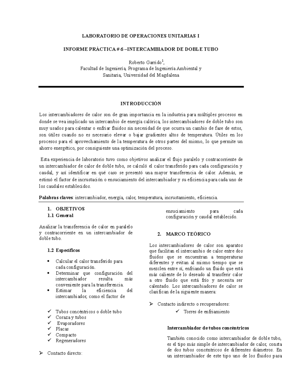 Informe 6 - Nota: 4,5 - LABORATORIO DE OPERACIONES UNITARIAS I INFORME ...