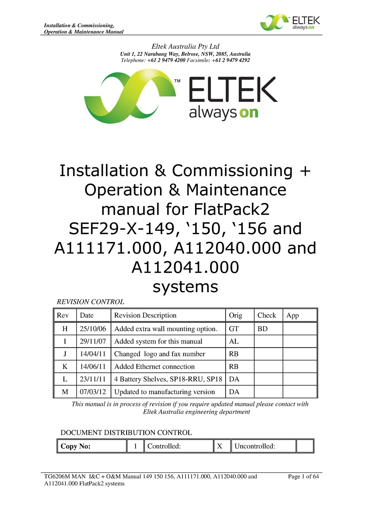 Scribd - Manual - Operation & Maintenance Manual TG6206M MAN I&C + O&M ...