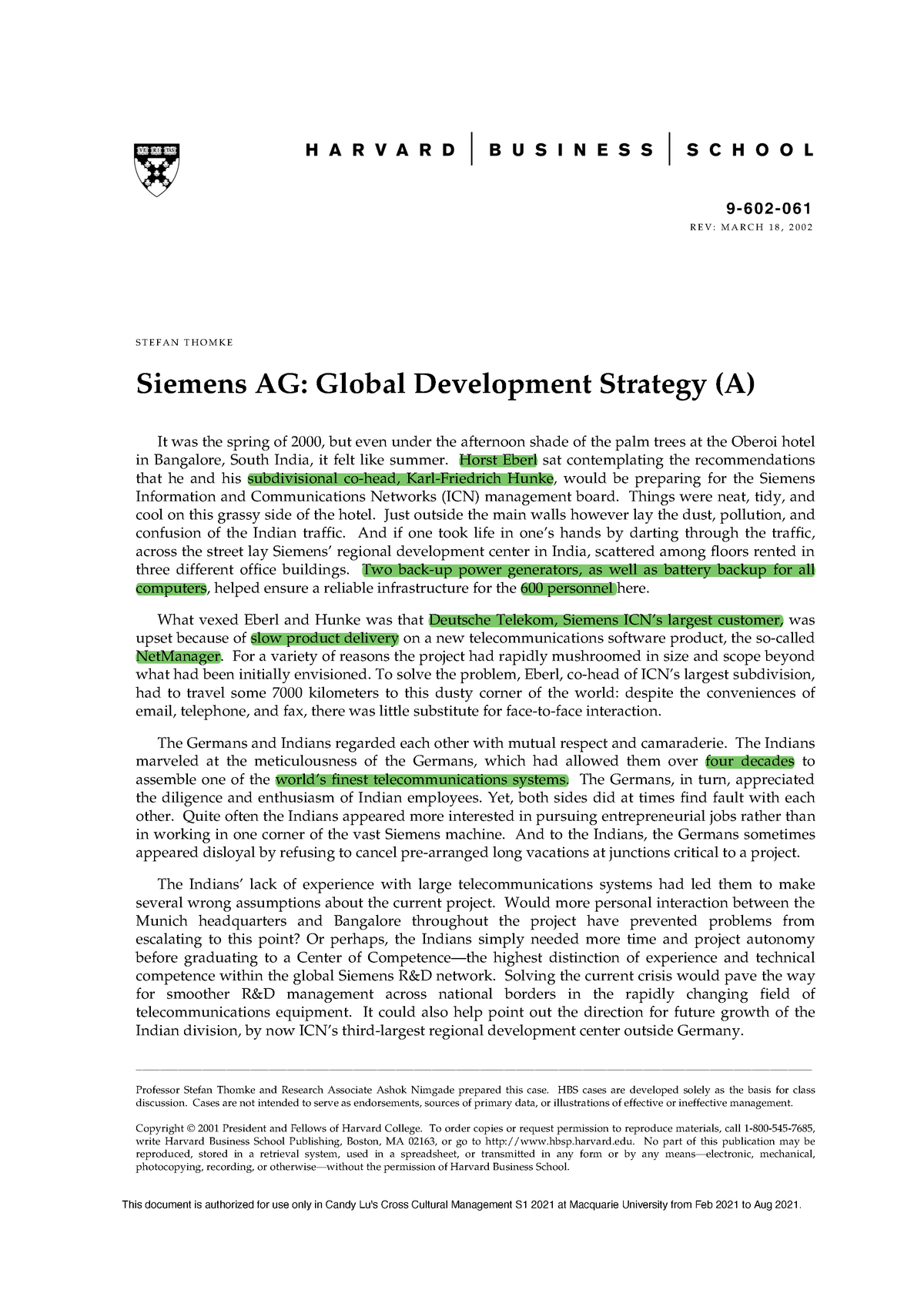 siemens training and development case study