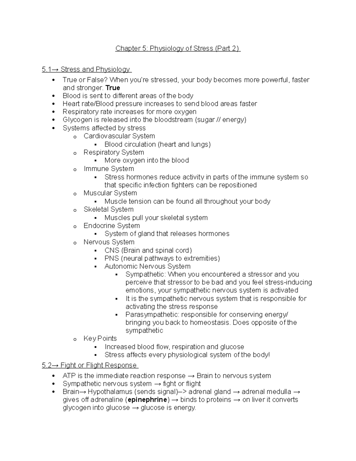 Week 5 Notes - Dr. Fish - Chapter 5: Physiology of Stress (Part 2) 5→ ...