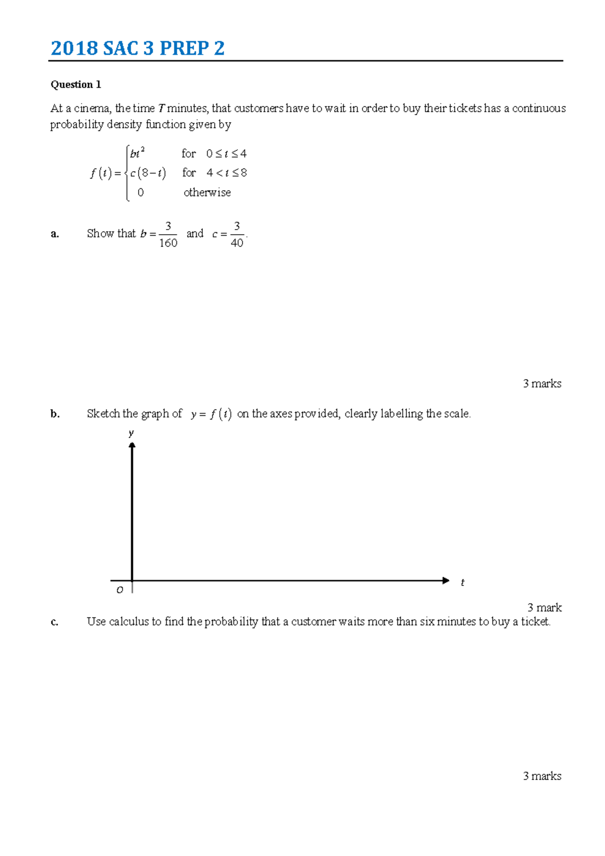 Part 2 - Methods Unit 2 Practice worksheet - probability - 2018 SAC 3 ...
