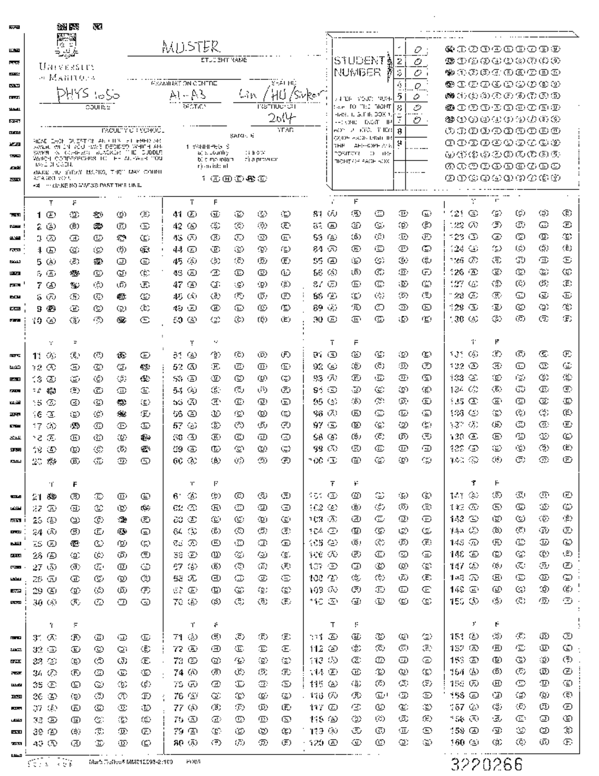 Final exam 2014, answers - I\/IU5II;IZ I 0 @®@©@®®@o@ UMWWTY ...