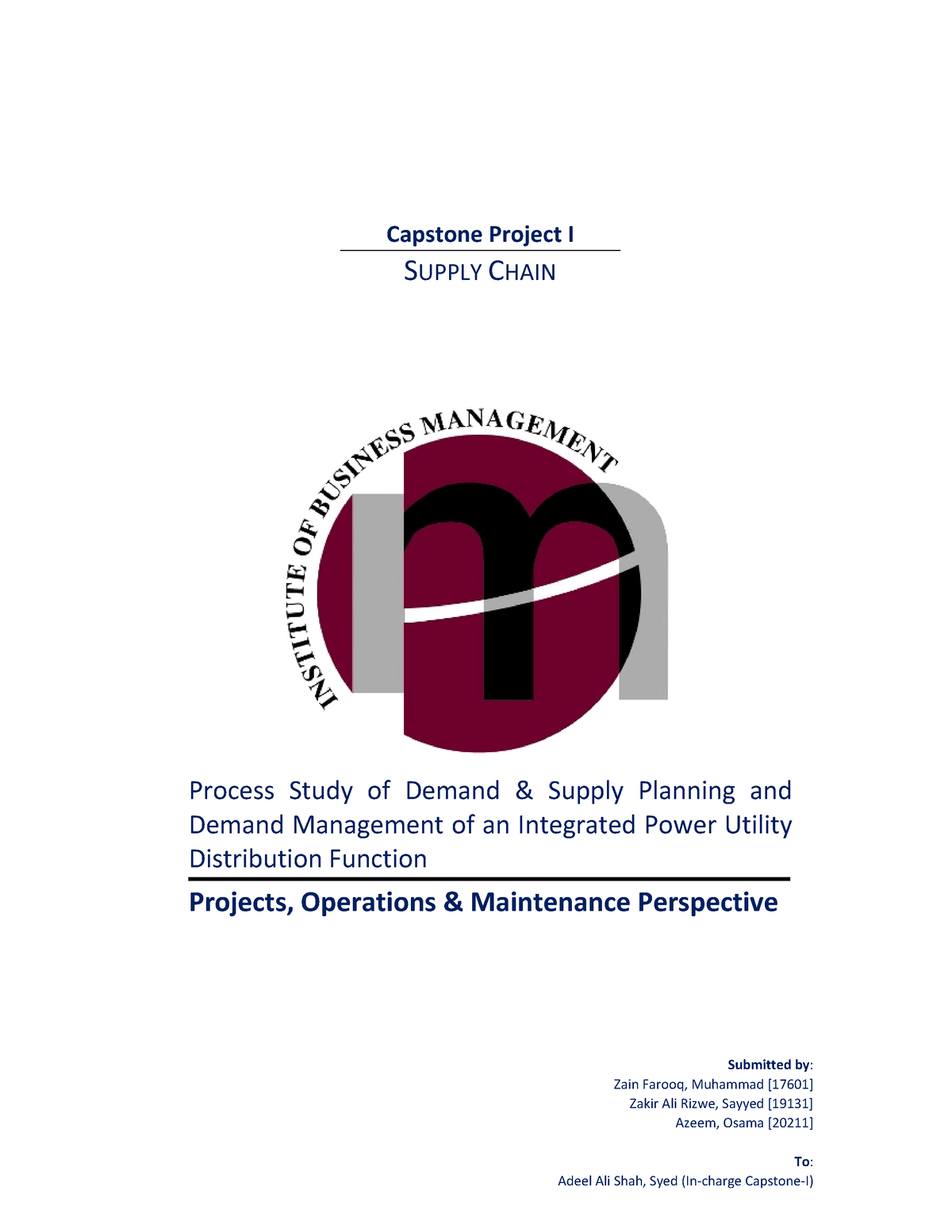 capstone project supply chain management