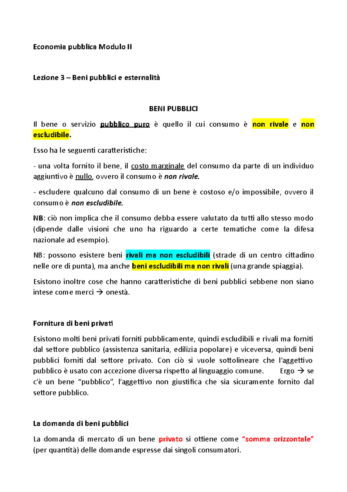 Lezione 3 - Beni Pubblici Ed Esternalità - Economia Pubblica Modulo II ...