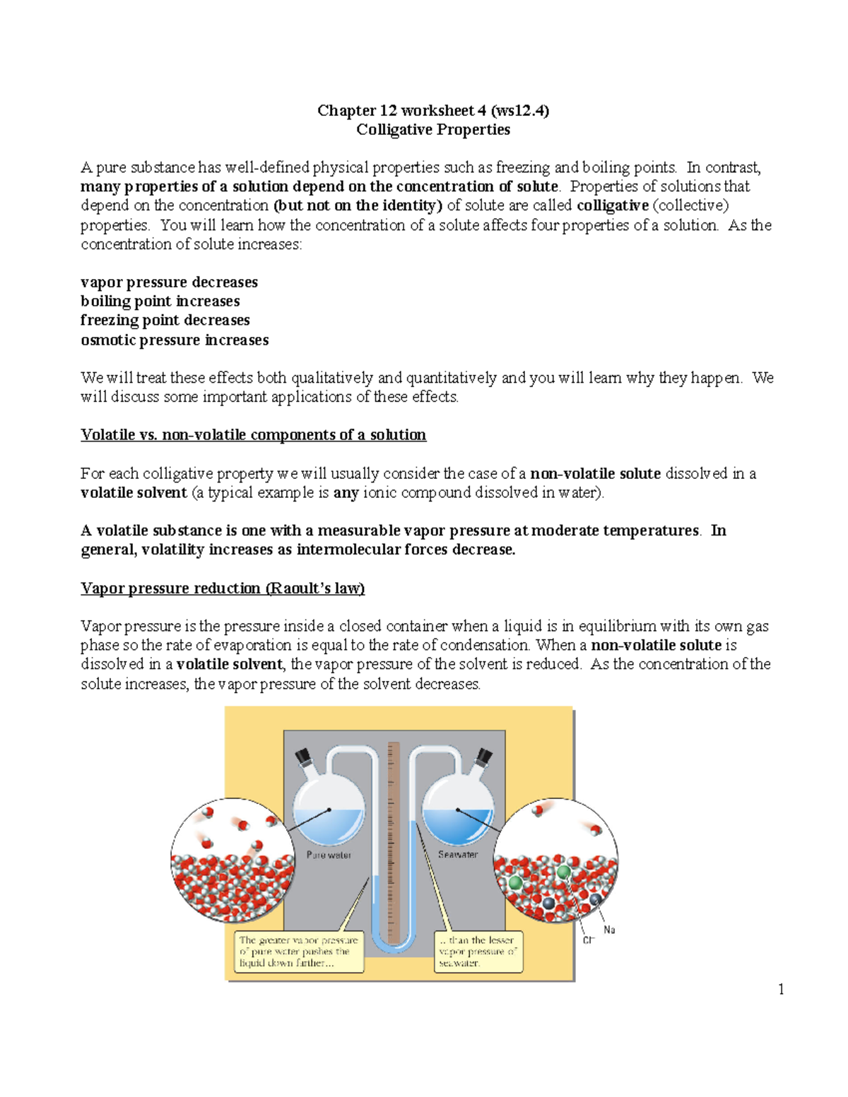 Answerkey For Chem Chapter 12 Worksheet 4 ws12 Colligative
