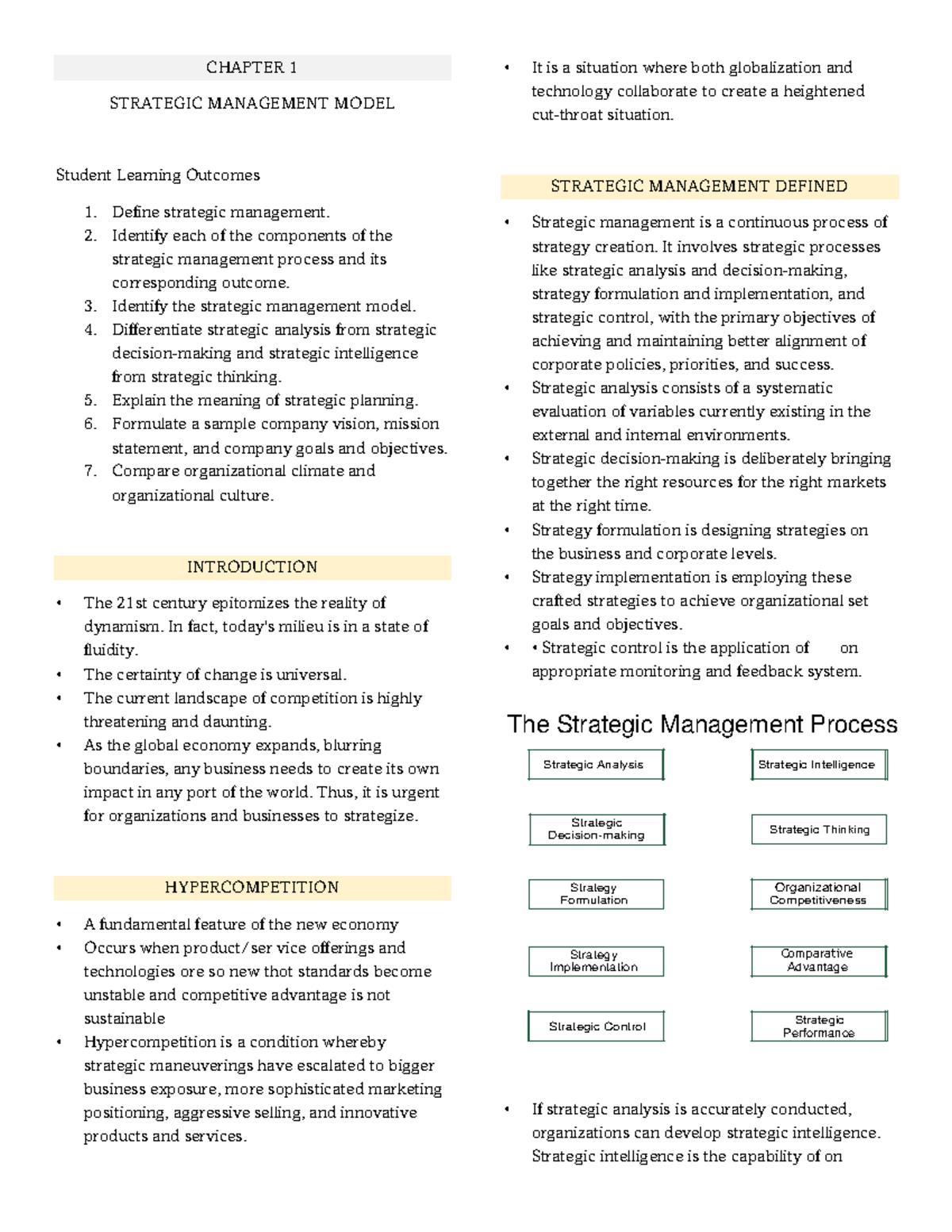 STRA311 Chapter 1 WEEK 1 - The Strategic Management Process Strategic ...