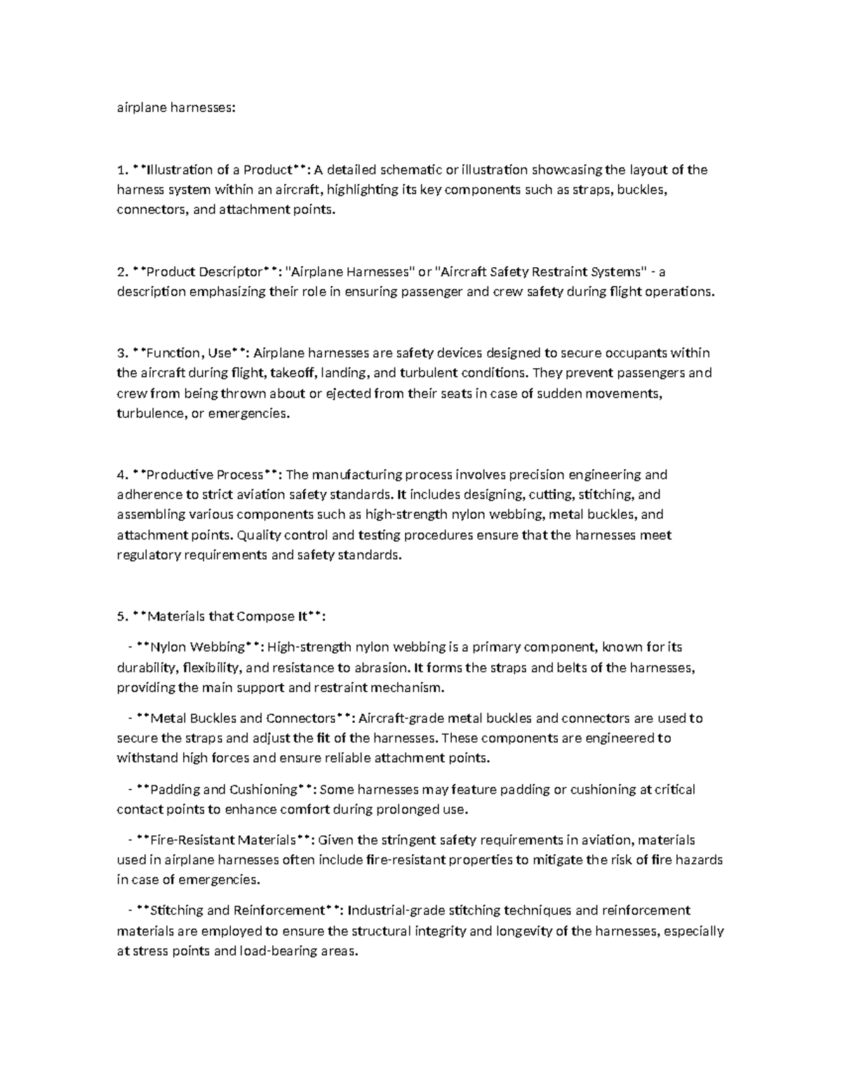 Airplane harnesses Actividad en inglés, sobre arneses de aviones