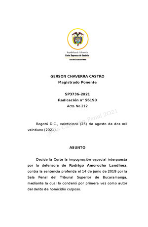 SP727-2022(56518) Error De Prohibición V Legítima Defensa Subjetiva O ...