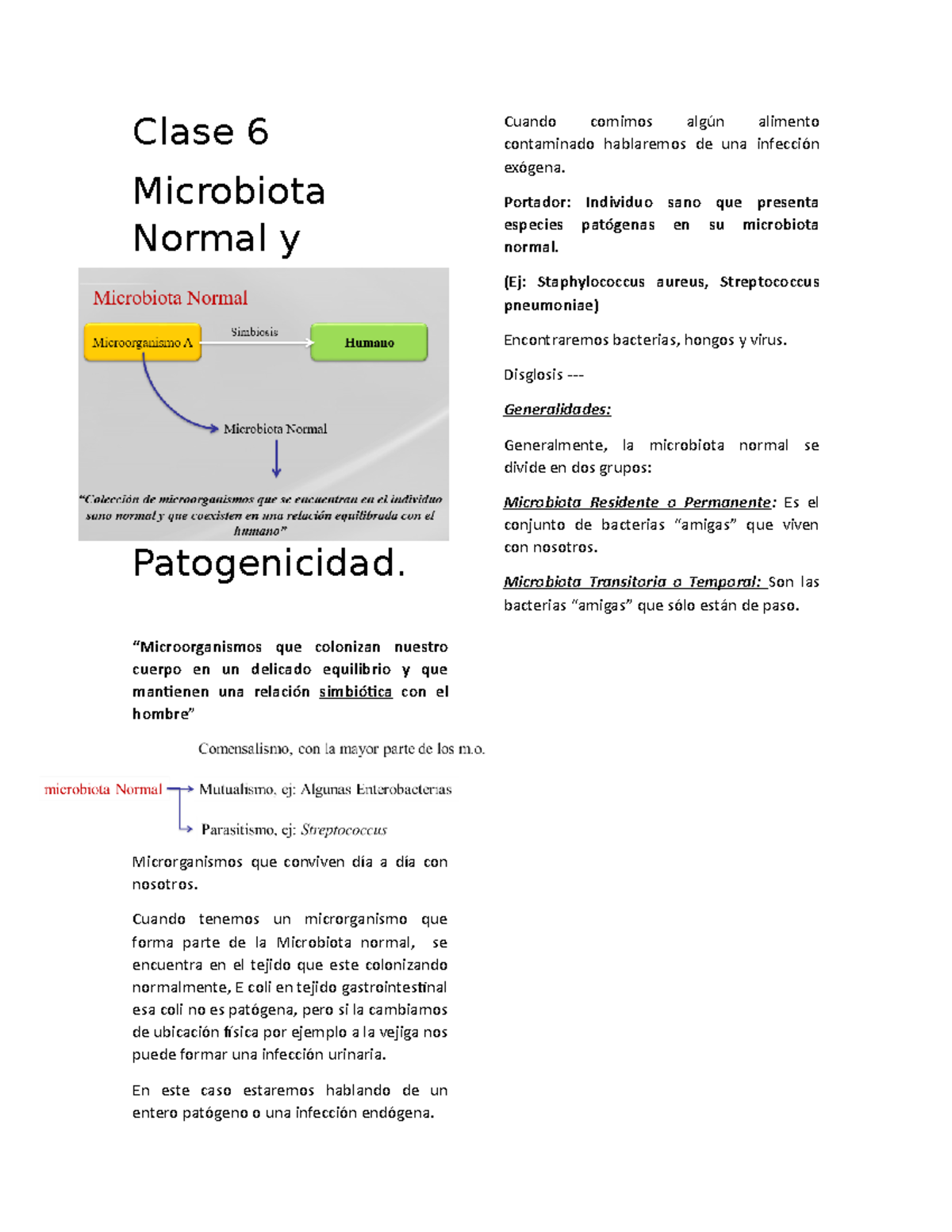 Clase 6 Microbiología Microbiota normal - Clase 6 Microbiota Normal y ...