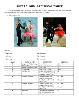 Social AND Ballroom Dance midterm activities SOCIAL AND