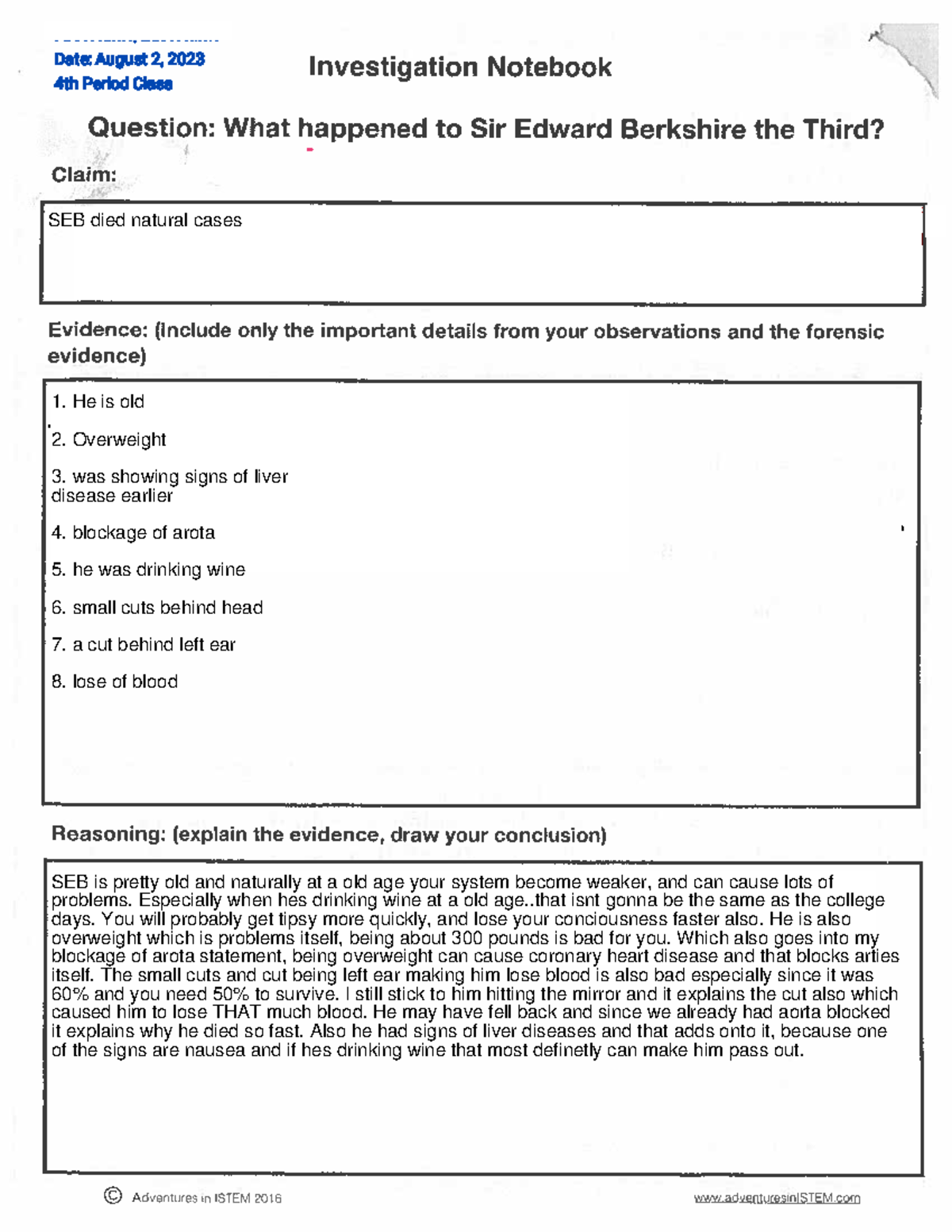 Kari Jones CER Format and Template 7Aug23 - SEB accidentally killed ...