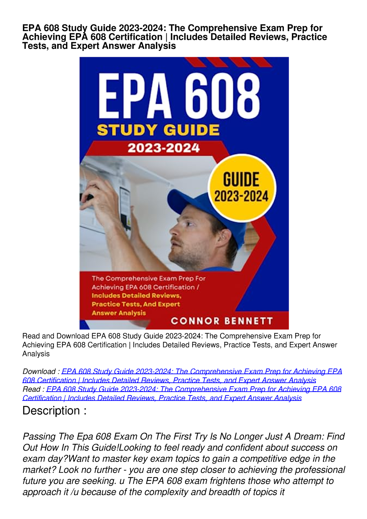 READ BOOK EPA 608 Study Guide 20232024 The Comprehensive Exam Prep