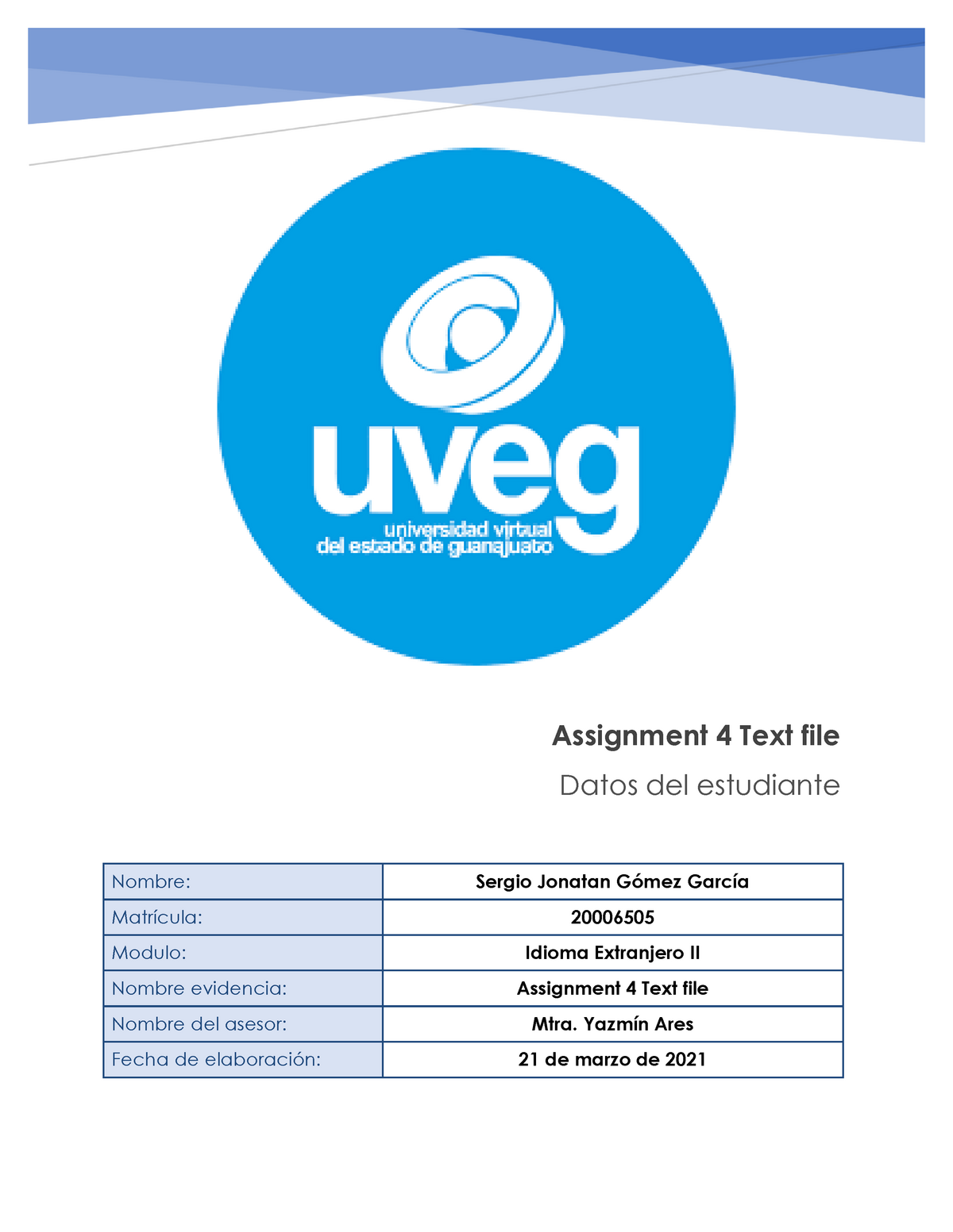 idioma extranjero 2 assignment 4 text file uveg