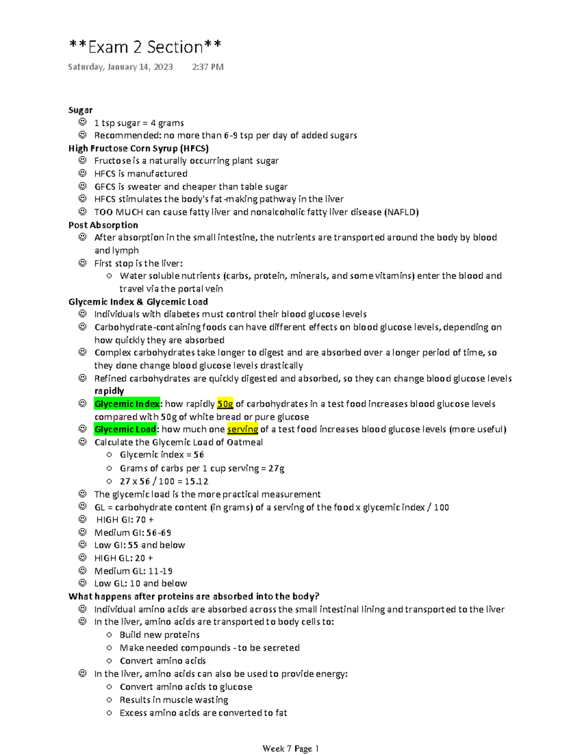Lecture note for exam 2 Sugar ☺ 1 tsp sugar = 4 grams ☺